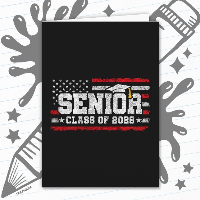 Senior Class of 2026 American Flag Graduation Card (Creator Uploaded)