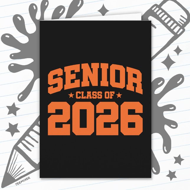 Senior Class of 2026 Black Orange Graduation Bold Card (Creator Uploaded)