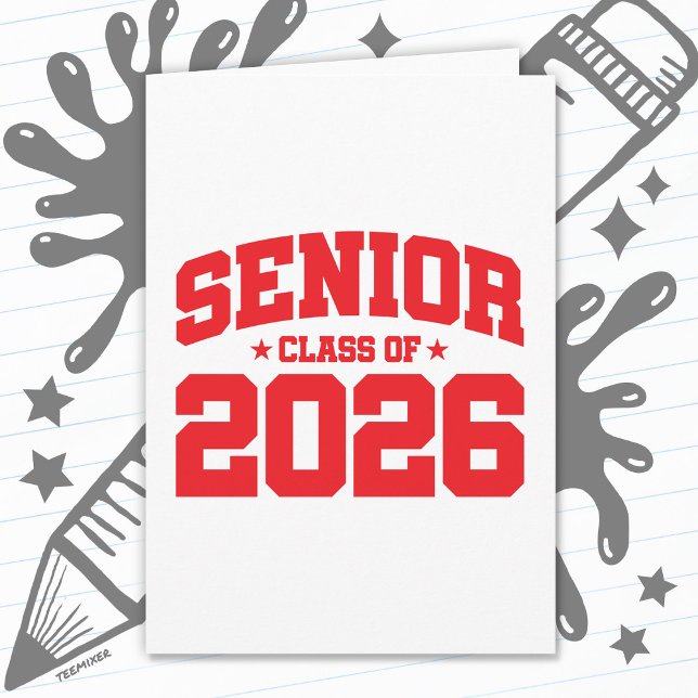 Senior Class of 2026 Bold Red Varsity Graduation Card (Creator Uploaded)