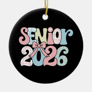 Senior Class Of 2026 Floral Bow Graduation 26 Grad Ceramic Tree Decoration
