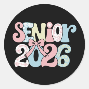 Senior Class Of 2026 Floral Bow Graduation 26 Grad Classic Round Sticker
