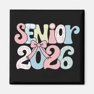 Senior Class Of 2026 Floral Bow Graduation 26 Grad Magnet