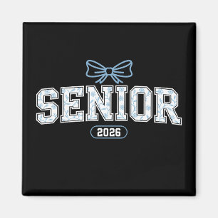 Senior Class Of 2026 Graduation Blue Floral Bow Magnet