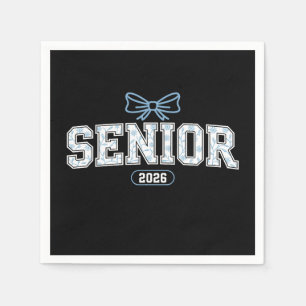 Senior Class Of 2026 Graduation Blue Floral Bow Napkin