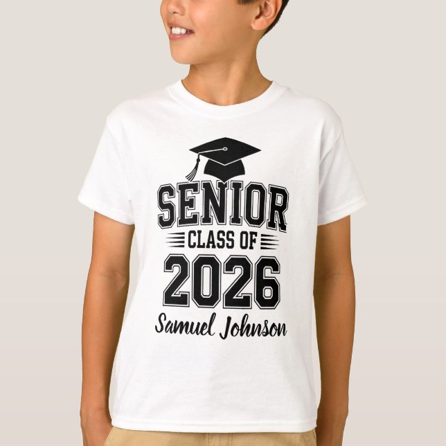 Senior Class Of 2026 Graduation Custom Name T-Shirt (Front)