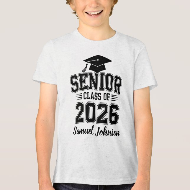 Senior Class Of 2026 Graduation Custom Name Tri-Blend Shirt (Front)