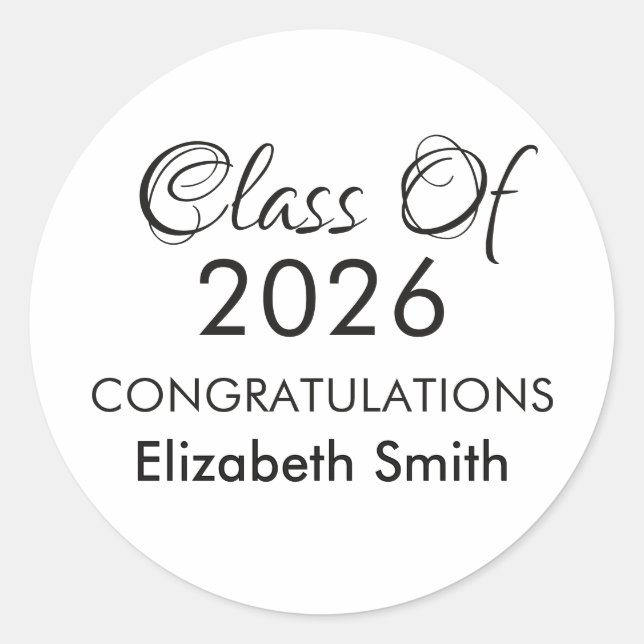 Senior Class of 2026 Graduation High School Grad  Classic Round Sticker (Front)