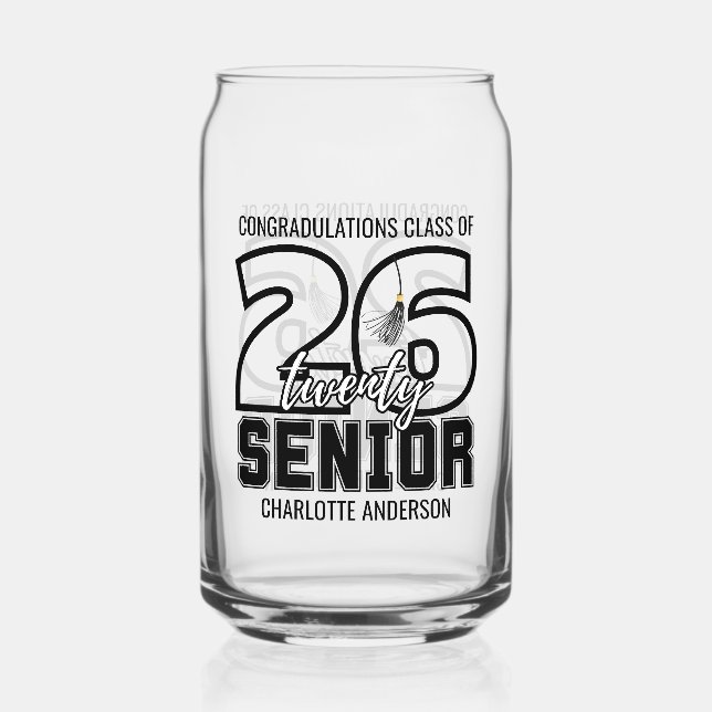 Senior Class of 2026 Graduation Tassel  Can Glass (Front)