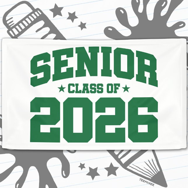 Senior Class of 2026 Green Graduation Bold Minimal Banner (Creator Uploaded)