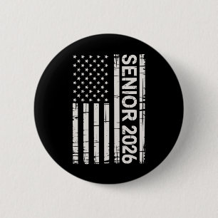 Senior Class Of 2026 Patriotic American USA Flag 6 Cm Round Badge