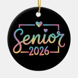 Senior Class Of 2026 Tie Dye Graduation 26 Grad Ceramic Tree Decoration