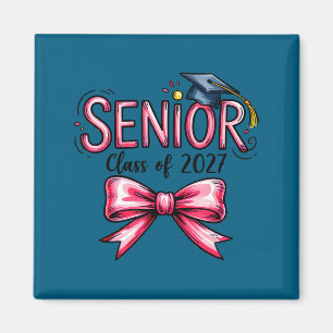 Senior class of 2027 coquette pink bow graduation magnet