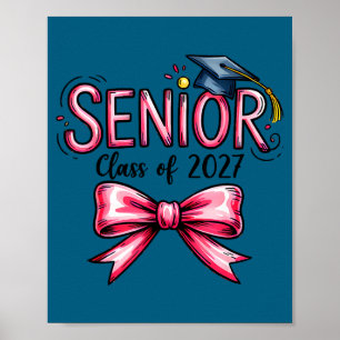 Senior class of 2027 coquette pink bow graduation poster