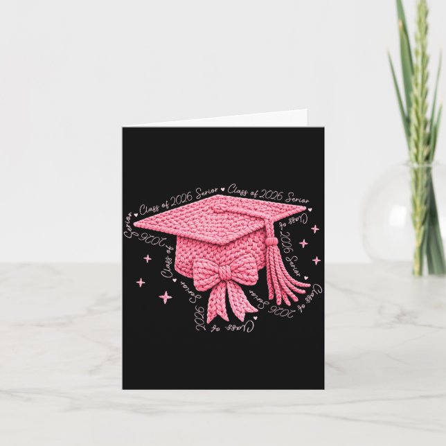 Senior class of 2027 graduation coquette bow yarn card (Front)