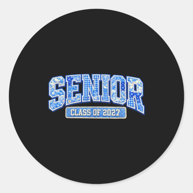 Senior class of 2027 graduation finally done toile classic round sticker (Front)