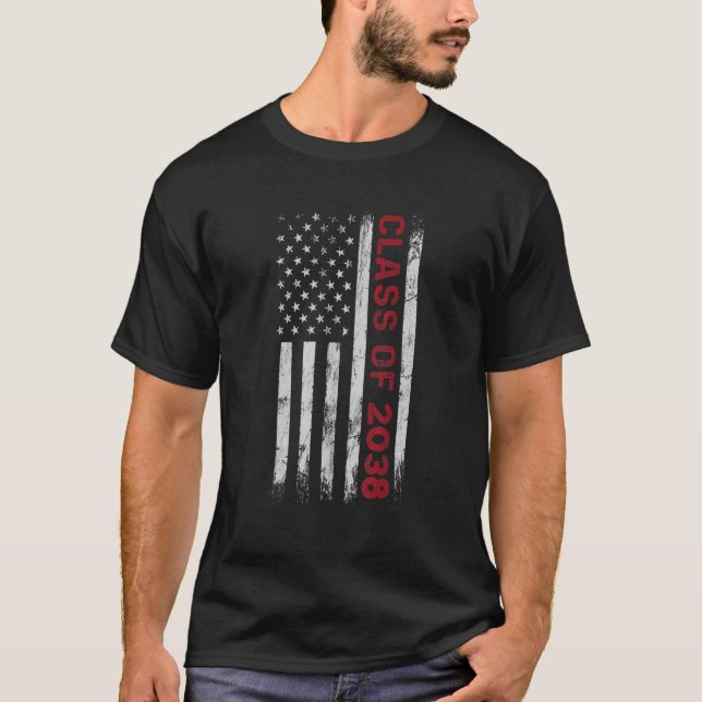 Senior Class Of 2038 American Flag Graduation 38 G T-Shirt (Front)