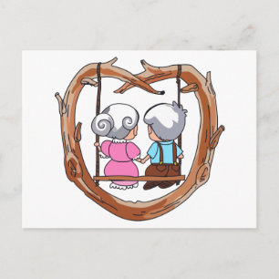 Senior Couple on Swing Postcard