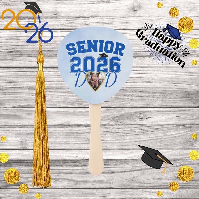 Senior Dad Class of 2026  Personalized Photo  Hand Fan (senior dad 2026 fan front)