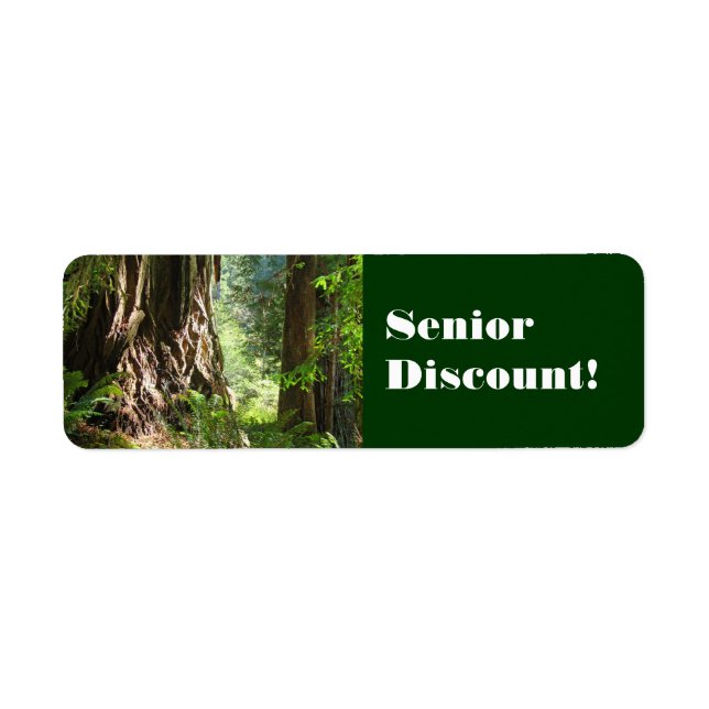 Senior Discount! labels stickers Old Redwoods (Front)