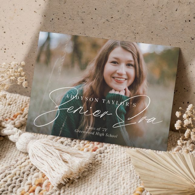 Senior Era Script Minimal Elegant Graduation Photo Announcement (Senior Era Script Minimal Elegant Graduation Photo Announcement)