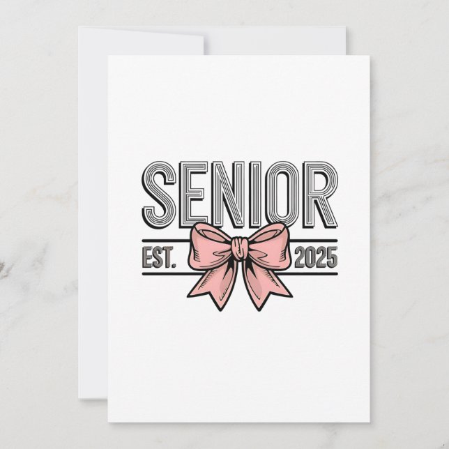 Senior Est 2025 Bow Coquette Graduation  Invitation (Front)