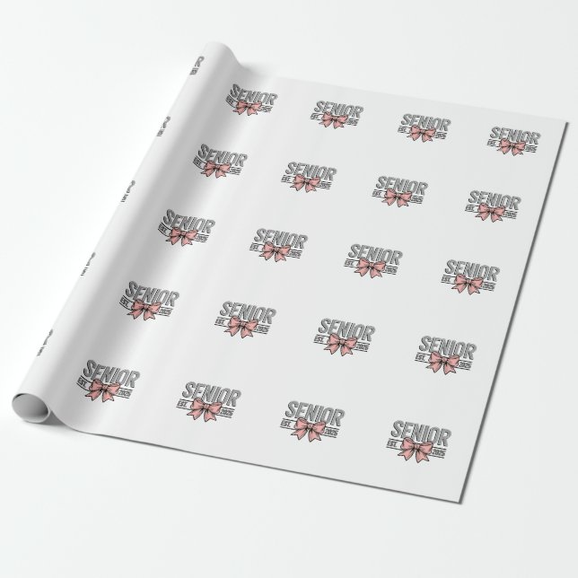 Senior Est 2025 Bow Coquette Graduation  Wrapping Paper (Unrolled)