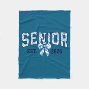 Senior est 2026 class of 2026 coquette bow blue fleece blanket