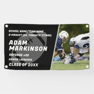 Senior Football Black and White Outdoor Banner