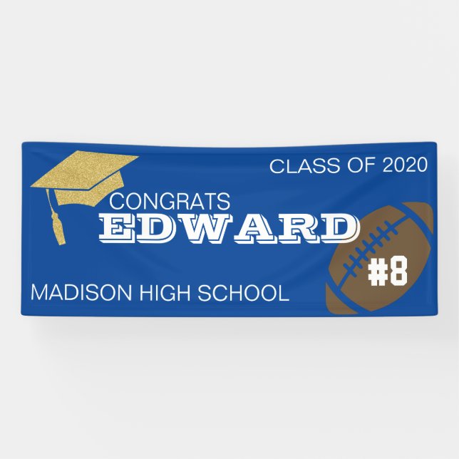 Senior Football Graduation Banner Sign (Horizontal)