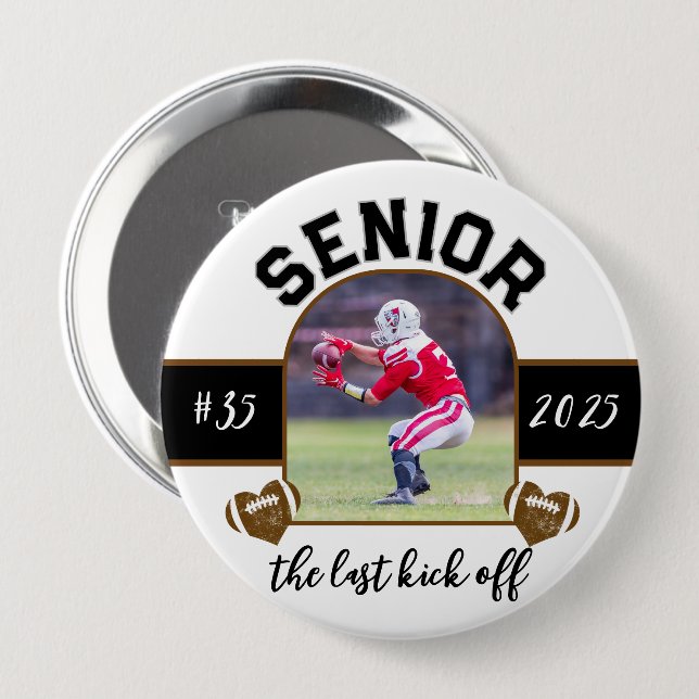 Senior Football last kick off button for parent (Front & Back)