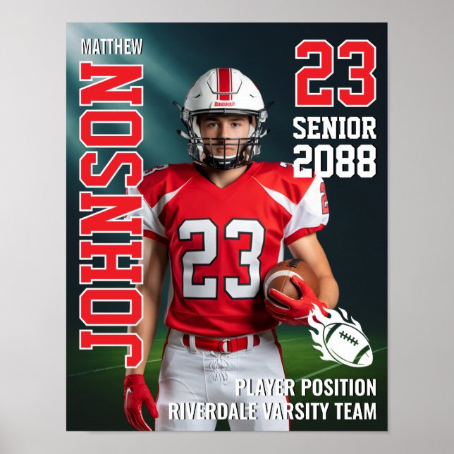 Senior Football Photo Spotlight Background Sports Poster (Front)