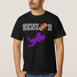 Senior Football Player with Purple Silhouette T-Shirt