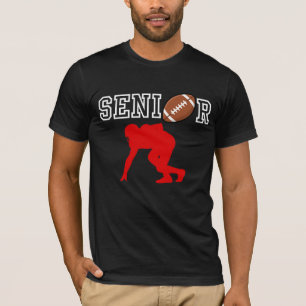 Senior Football Player with Red Silhouette T-Shirt