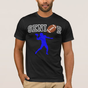 Senior Football Quarterback with Blue Silhouette T-Shirt
