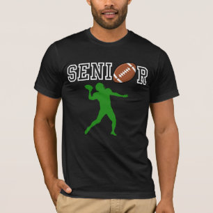 Senior Football Quarterback with Green Silhouette T-Shirt