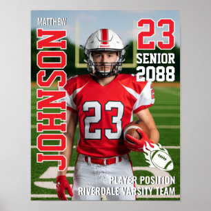 Senior Football Team Photo Gift Sports Player Poster