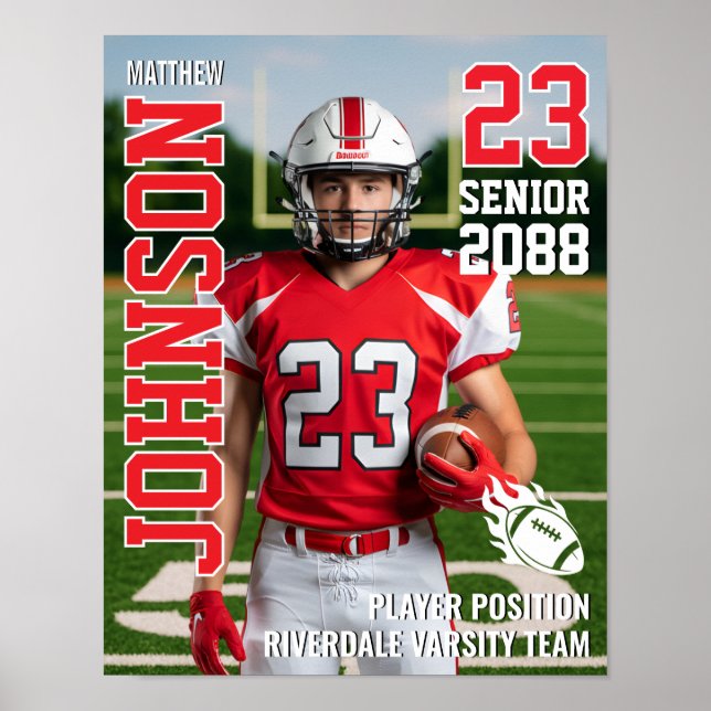 Senior Football Team Photo Gift Sports Player Poster (Front)