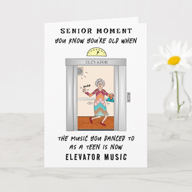 Senior Funny Flashback Add an Age Birthday Card (Small Plant)