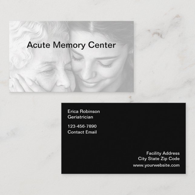Senior Geriatric Memory Facility Business Cards (Front/Back)