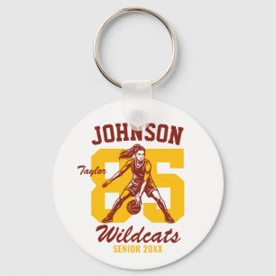 Senior Girl Basketball Player School Sports Team Key Ring