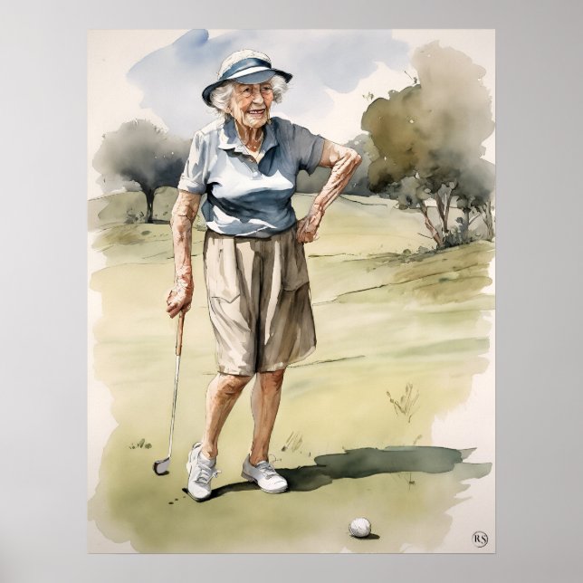 Senior Golfer - Golf Art Print (Front)