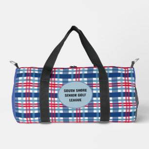 Senior Golfer Men/Women Duffel Bag Red Blue Plaid
