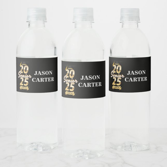 Senior Graduate Class of 2025 Graduation Party Water Bottle Label (Bottles)