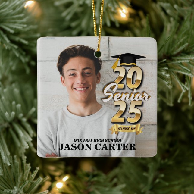 Senior Graduate Class of 2025 Graduation Photo Ceramic Ornament (Tree)