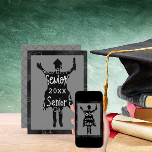 Senior Graduate Silhouette Grey Party Celebration Invitation