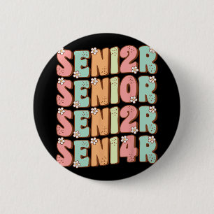 Senior Graduation Cute Groovy Senior Cl Of 2024  6 Cm Round Badge