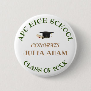 Senior graduation high school modern typography 6 cm round badge