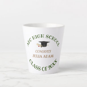 Senior graduation high school modern typography latte mug