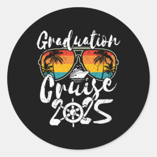 Senior Graduation Trip Cruise 2025 Retro Ship Part Classic Round Sticker