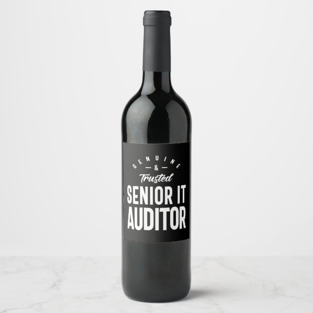 Senior It Auditor Job Title Gift Wine Label (Front)